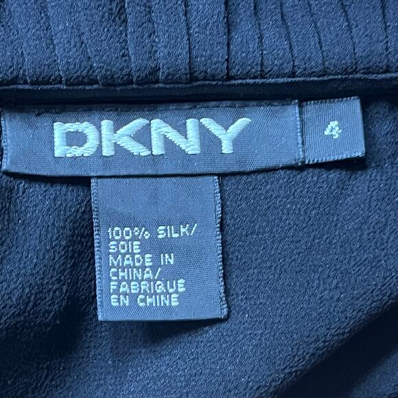 DKNY 100% Silk Sheer Black Ruffle Blouse Size 4 Y2K 90s Whimsygoth Rachel green - Picture 8 of 10